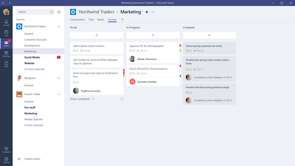 Microsoft Planner integrated with Microsoft Teams
